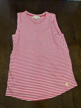 Michael Kors Red and White Striped Sleeveless Tank